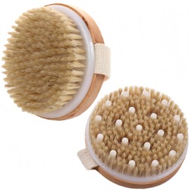 2 Pcs Dry Brushing Body Brush with Massage Nodes,Exfoliating Brush Body Scrubber for Dry Skin, Lymphatic Drainage,Promote Circulation,Soft Skin