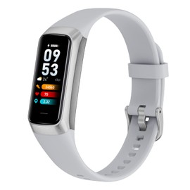 UMEGET Fitness Tracker,1.1 Inch Color AMOLED Screen Smart Watch,25 Sports Modes Heart Rate Sleep Tracker,7 Working Days,Magnet Charging,Thermistor Sensor Bracelet (Gray)