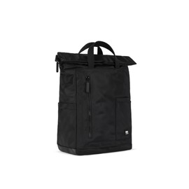 ROKA London All Black Camden P Medium Recycled Nylon Rolltop Backpack Rucksack