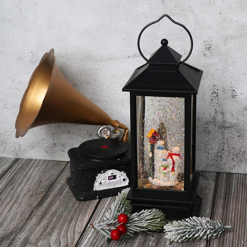 DRomance Snowman Music Snow Globe Lantern with Timer Battery Operated