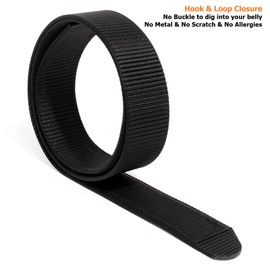 TACNEX No-Scratch Nylon Belt 1 3/8" No Metal Buckle Belt with Hook & Loop Closure TSA Approved for Work Travel Men Women Teenager Mechanic Driver Automotive Technician Movers Construction BK M