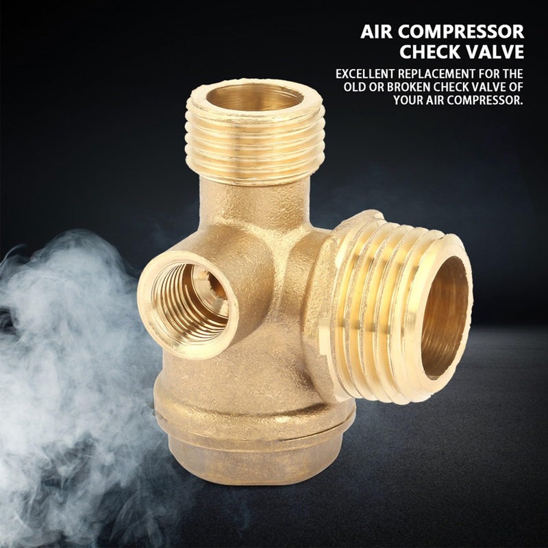 3 Port Air Compressor Brass Male Threaded Check Valve, MNPT