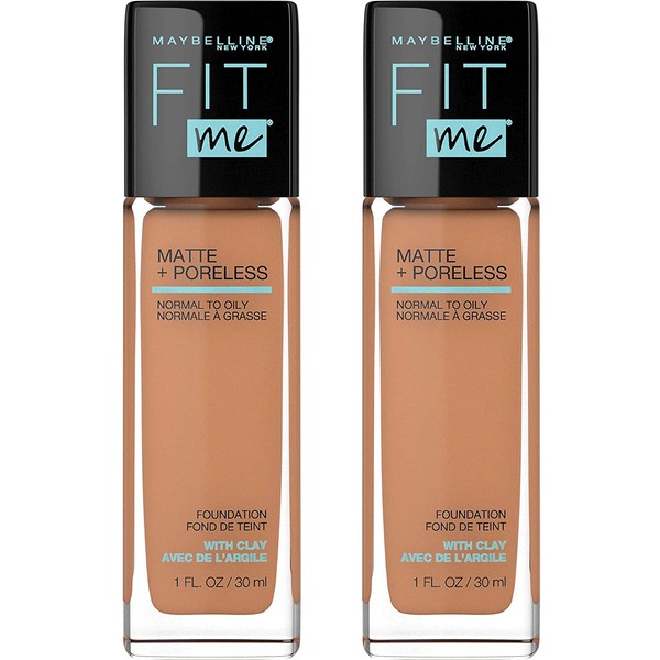 Maybelline Fit Me Matte + Poreless Liquid Foundation Makeup, Toffee, 2 COUNT Oil-Free Foundation