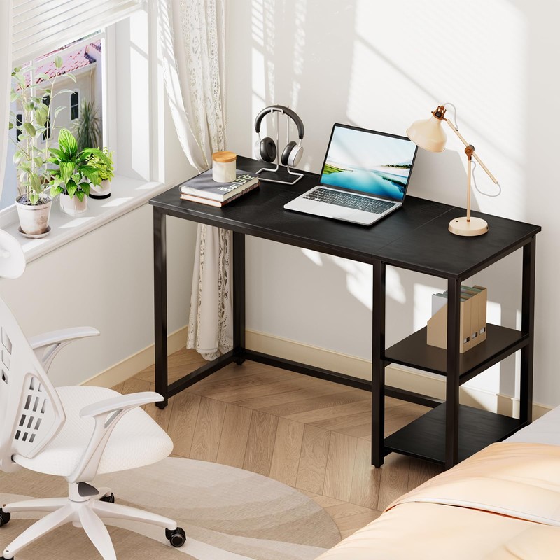 SINPAID Computer Desk 40 inches with 2-Tier Shelves Sturdy Home