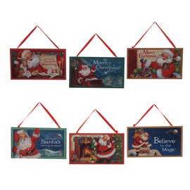 Kurt Adler 7-Inch clásico Papá Noel Impreso Placas, Conjunto de 6
