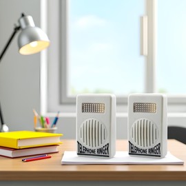 2 Pcs White Telephone Ringer Amplifier Bell Extra-Loud Telephone/Phone Ringer, Landline Phones,Telephones Accessories Use Safety