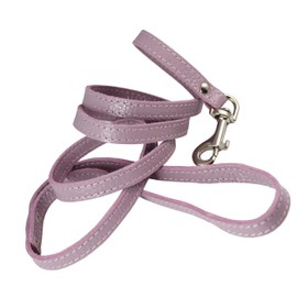 4-Foot Genuine Leather 1/2" Wide Dog Leash for Small Breeds (Lilac)