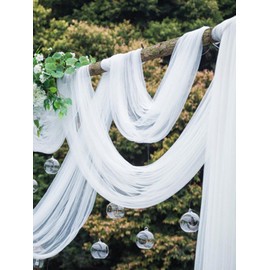 Hrlace Tulle Fabric, Organza Ribbon, Tulle Fabric, Sold by the Metre, Shiny Fabrics, Wedding Curtain, Wedding Arch, Drape Fabric, Tablecloths, Decorative Scarves for Wedding, Party, Gifts, Decoration,