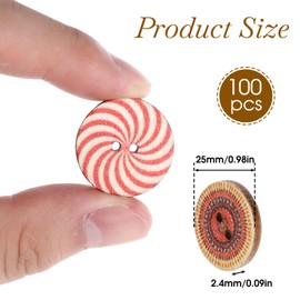 1 Inch 100 PCS Wood Buttons, Vintage With 2 Holes Natural Round Shapes Retro Mixed Pattern for DIY Sewing Craft Decorative Handmade Projects