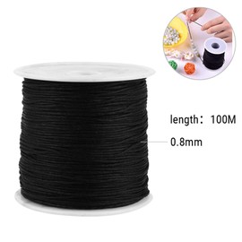 TOPINCN Cordón de Nudo Chino de Nailon de 100 m x 0,8 mm, Cuerda de Hilo de macramé de de Rata Duradera, Hilo de Shamballa, Negro