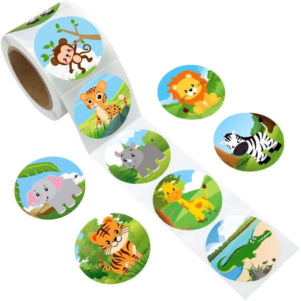Zoo Animal Sticker Jungle Friends Perforated 200Pcs Per Roll for Kids Party