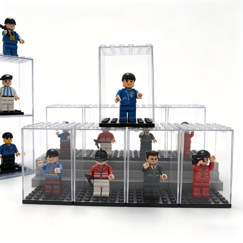 20 Pack Acrylic Display Case for Minifigures, Stackable Clear Dustproof