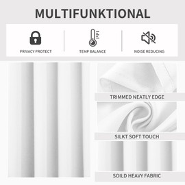 Joydeco Curtains 84 Inches Long 2 Panels Set, Thermal Insulated Long Curtains& Drapes 2 Burg, Room Darkening Drapes for Bedroom Living Room Window (Pure White, W52 x L84 Inch)