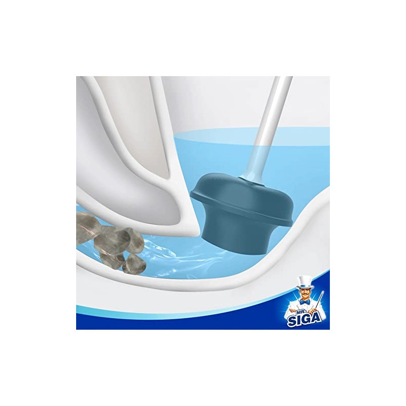 MR.SIGA Desatascador para Inodoro con Soporte, Resistente para Baño, Blanco