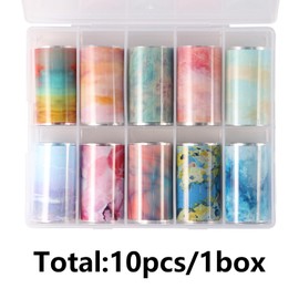 10 Pcs Nail Sheet Sticker Set Holographic Starry Sky Adhesive Envelopes Transfer Paper Marble Shiny Nail Art Sticker Gel Slider