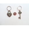 Large Bronze Key and Heart Lock Keychain Set- You've Got