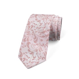 Ambesonne Necktie, Monochrome Botanical Leaves, Dress Tie, 3.7", Blush and Rose