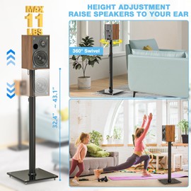 Universal Speaker Stands Pair 32.4-43 Inch Height Adjustable Stands for Bookshelf & Sately