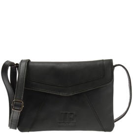 LECONI LE3078 Women's Small Shoulder Bag Clutch Cross Bag Natural Mini Shoulder Bag Vintage Look Genuine Leather 21 x 16 x 3 cm, black