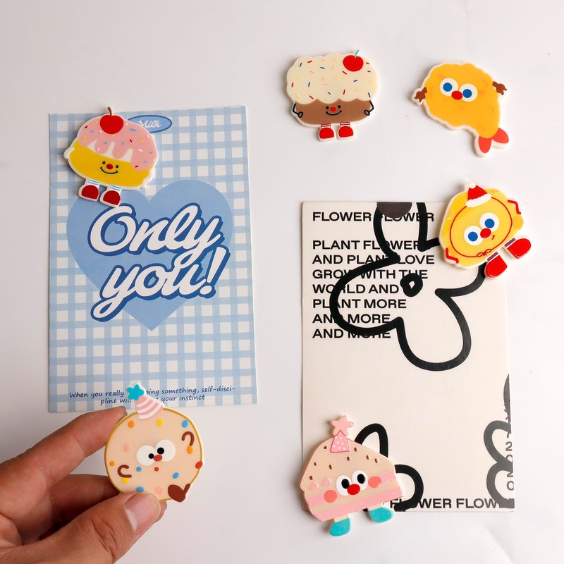 6 Pcs Cartoon Dessert Refrigerator Magnets Cute Magnets Powerful Fridge