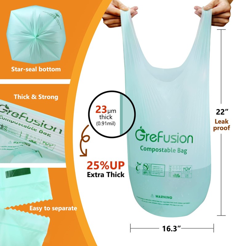 Compostable Trash Bags with handle-tie,Garbage Bags, 2.6 Gallon,Food Waste Bags,Small