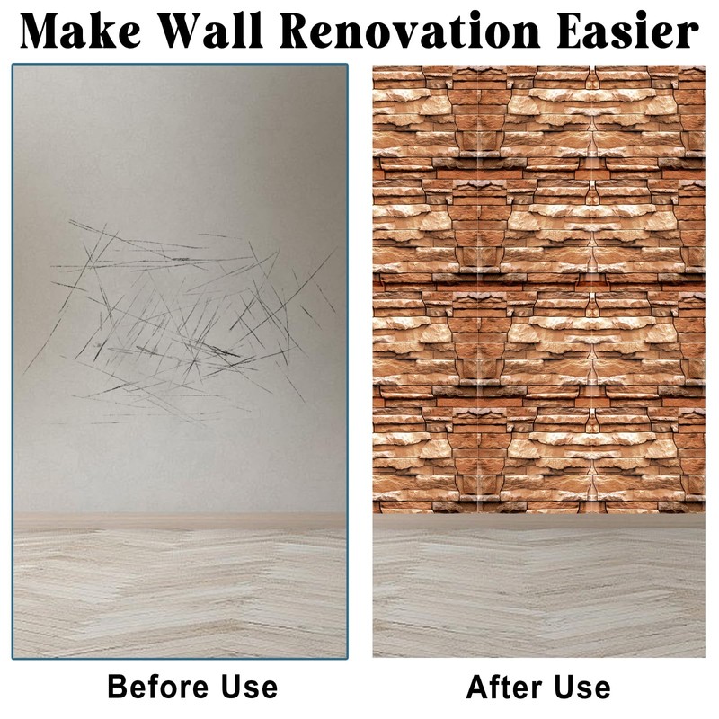 HOMMDECO 3D Brick Wall Panel 10PCS Wall Panels Peel and