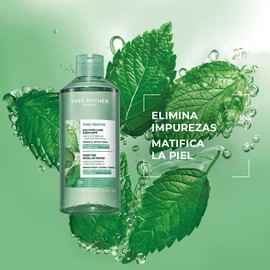 YVES ROCHER - Agua Micelar Purificante Pure Menthe, Para Piel Mixta a Grasa, Elimina las impurezas y maquillaje, Fórmula Vegana, 400 ml