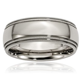 IceCarats Titanium 8mm Beaded Edge Plain Classic Wedding Band Ring Size 9.5