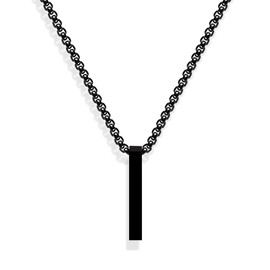 ALEXCRAFT Stainless Steel Necklace for Men Boys Silver/Black Stainless Steel Necklace Chains with Pendant Square Bar Adjustable Stainless Steel Necklace Length 60 mm Men's Jewellery Gift, Stainless