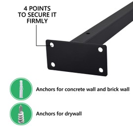 4 Pcs 10-Inch Floating Shelf Brackets Black Brackets for Shelves Heavy Duty Shelving Bracket Wall Mounted Industrial Metal Shelving Supports with Lip
