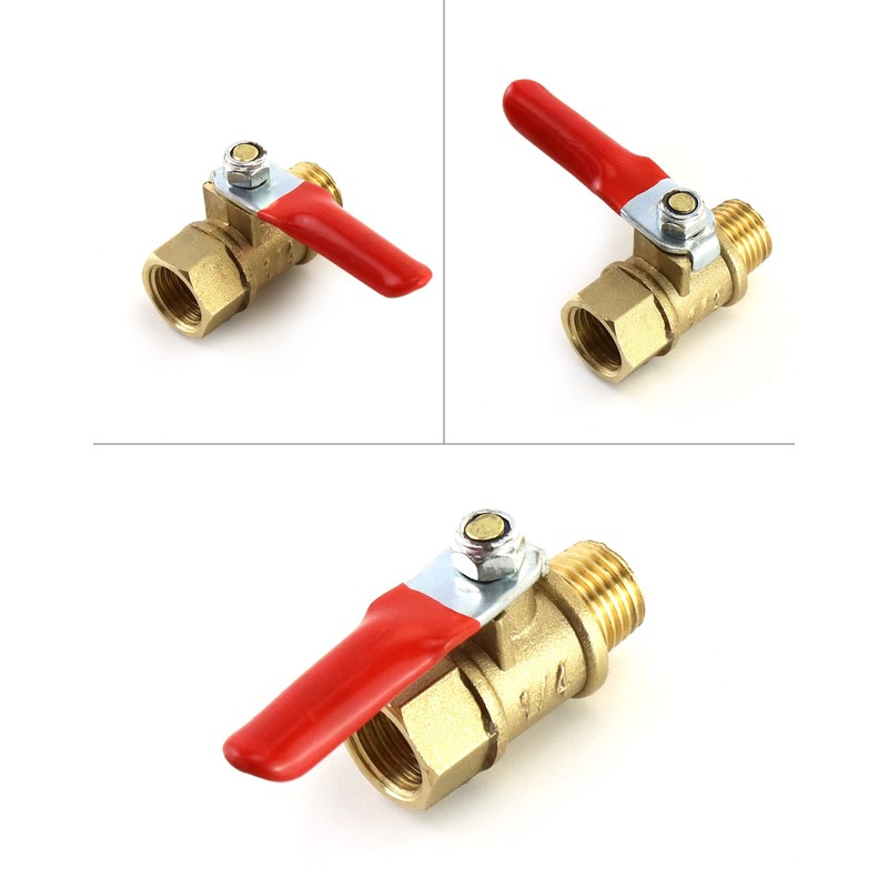 QWORK Ball Valve, 3 Pcs 1/4" Heavy Duty Brass Ball
