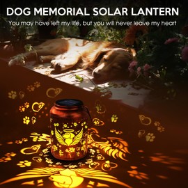 ReyeeInc Dog Memorial Solar Lanterns, Thoughtful Angel Paw Memorial Gifts for Loss of Dog, Pet Sympathy Passing Away Remembrance Bereavement Gift for Outdoor Pet Death Memorials Funerary Garden Grave
