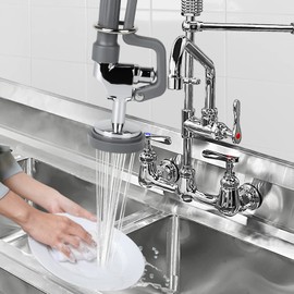 KWODE Pre-Rinse Spray Valve Replacement Head for Commercial Kitchen Faucet 1.42GPM Commercial Sink Sprayer High Pressure Dishwasher Sprayer Nozzle with Hand Grip Assembly (Grey)