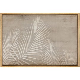 SIGNLEADER Framed Canvas Print Wall Art Grunge Pastel Tropical Jungle Palm Leaf Nature Wilderness Illustrations Modern Decorative Minimal Rustic for Living Room, Bedroom, Office - 16"x24" Natural