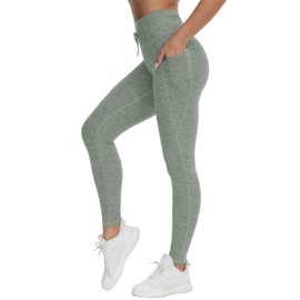Dragon Fit Womens High Waist Workout Leggings Drawstring Stretchy Tummy Control Yoga Pants with Pockets