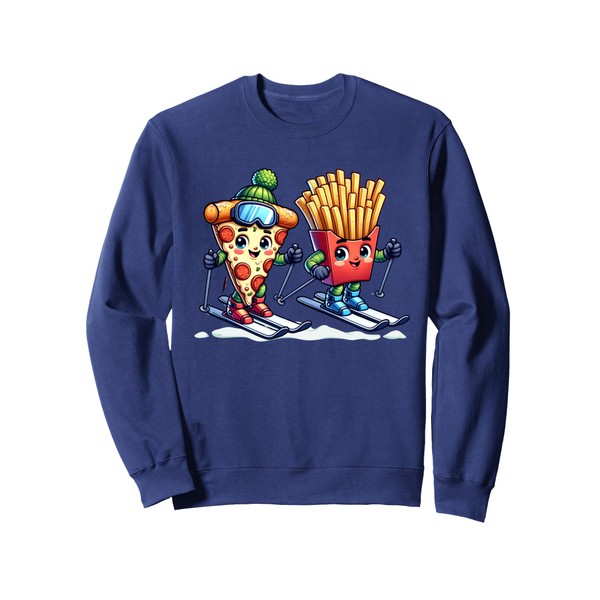 Kid's Instructor Ski Lesson Pizza French Fry Skiing Sweatshirt