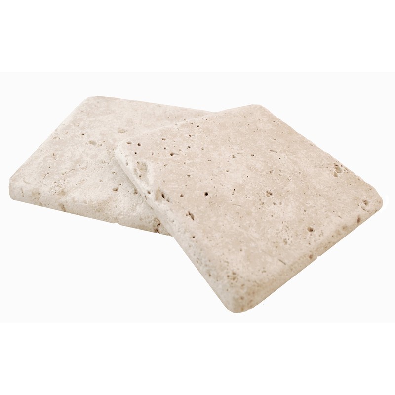 Walnut 4x4 Tumbled Travertine Floor Backsplash 9 Piece Pack