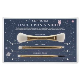 SEPHORA ONCE UPON A NIGHT 3 DOUBLE-ENDED BRUSHES SET POWDER BLUSH EYESHADOW BROW