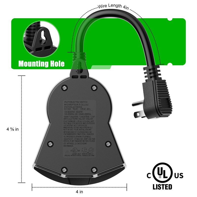 Outdoor Light Timer Waterproof, 24 Hours Plug in Timer with