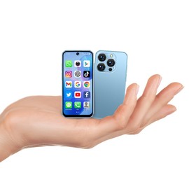 LMZYESHY Mini Phone: 3.88-inch HD Touchscreen Mini Smart Phone, economical Android Phone with 2GB+16GB Storage, Dual SIM Dual Standby, Specially Designed for Children and Students（Blue）