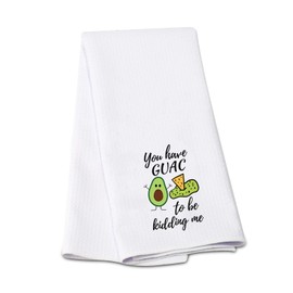G2TUP Funny Kitchen Towel Guac Flour Sack Dish Towel White Hand Towel Kit Zesty Green Fun for Taco Lovers (Guac kt)