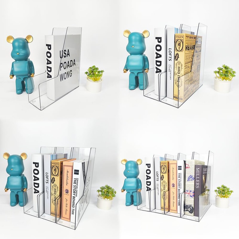 RHONZHAO Vertical File Holder, 4 pack Clear Plastic Document Organizer