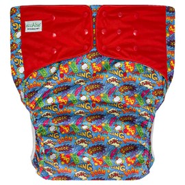 Adult Pocket Cloth Diaper 2.0: Reusable Incontinence Protection Briefs for Special Needs Teens, Men and Women (Medium, Bang Boom Comic)