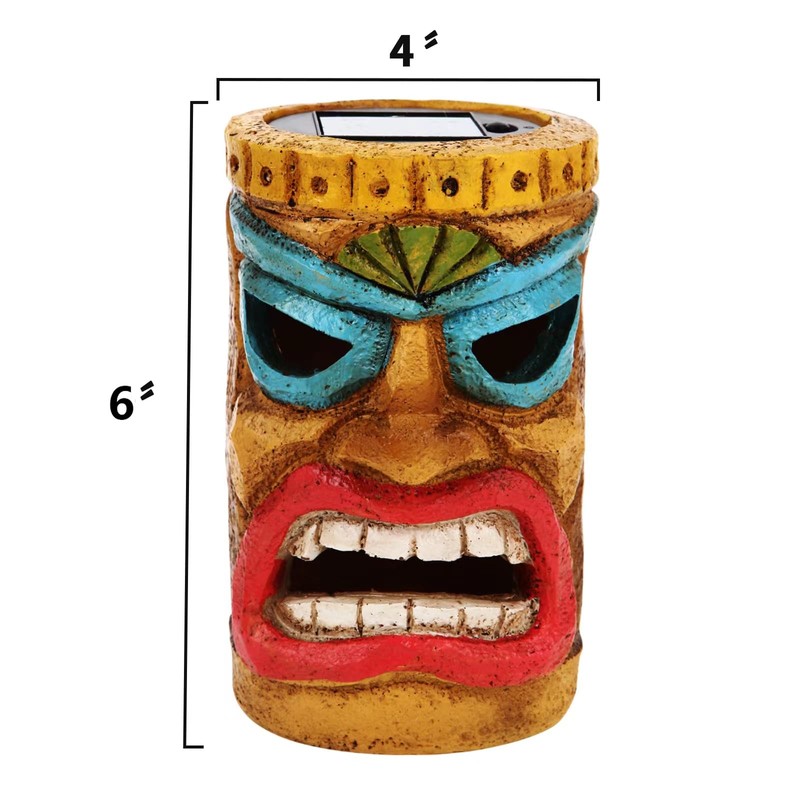 qzzwbbtc Tiki Head Solar Statue Light for Garden Decor and