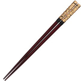 Sunlife H-06725 Chopsticks, Dishwasher Safe, Adult, Long, 9.1 inches (23 cm), Nekouemon Natural Wood, Red, Made in Japan