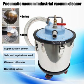 HQHAOTWU Pneumatic Vacuum Cleaner for Industrial Use Special Oil Water Liquid Iron Filings Dust Suction Machine Stainless Steel Industrial Vacuum Cleaner 20L Capacity Powered by Compressed Air