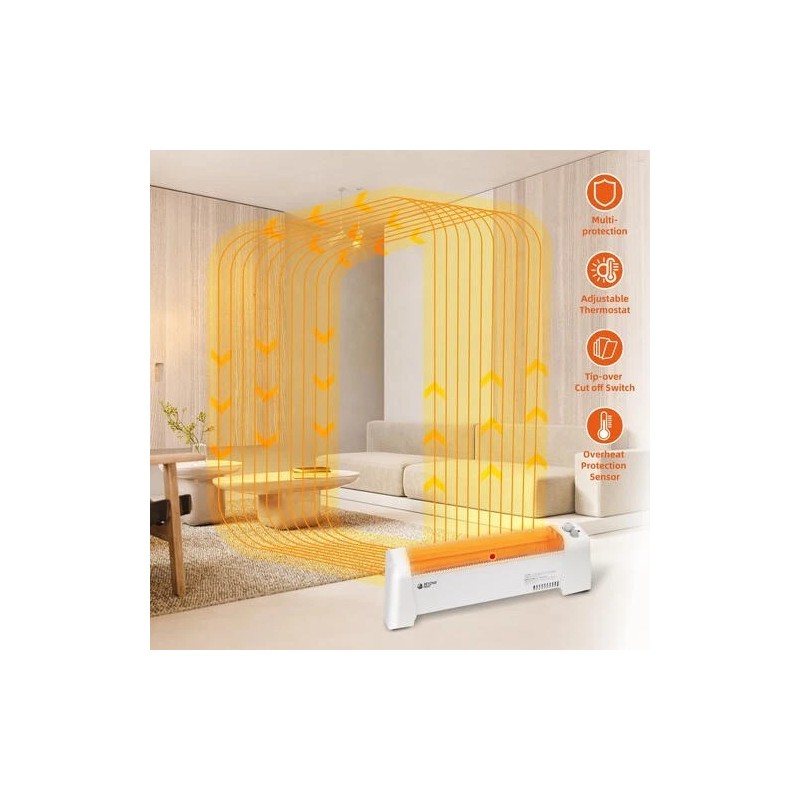 Beyond Breeze 6" 1500W White Baseboard Electric Wire Space Heater