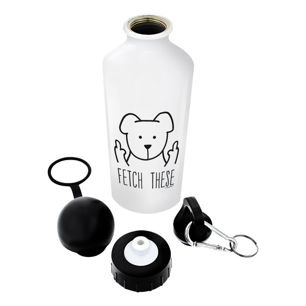 Dog Lover Mug for Men Fetch These Funny Dog Mug Middle Finger Funy Dog Gifts for Dogs Gift Aluminum Water Bottle with Cap & Sport Top White