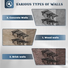 Jusgym 4 Pack Heavy Duty Garage Wall Shelving Set (2x3ft), Wall Mounted Garage Shelves 1000lbs Capacity, 24"x72" Garage Shelf Wall Mount Organizer for Storage, Space Saving Black Shelving