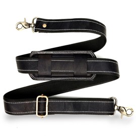 JINALEXIA LEATHER 60-inch Genuine Black Leather Shoulder Straps for Bags Perfect Crossbody Strap for Laptop Bag, Messenger Bags, Briefcase, Satchel, Purse, Handbag, Duffle Luggage, Totes, Gym Bags